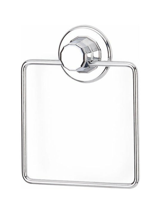Tekno-tel Square Bathroom Towel Rack 16x4x16cm Thickness Ø7mm Load Capacity 12kg Chrome-Plated Steel Extra Strong Suction Cup