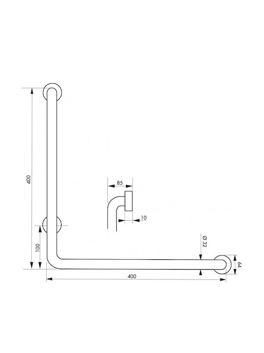 Μπάρα Στήριξης Μπάνιου Wc 400 X 400 Χιλ Γωνία 90° Φ32 Χιλ Inox Γυαλιστερό Thirard 00068671 Μπάρα Στήριξης Μπάνιου Wc 400 X 400 Χιλ Γωνία 90° Φ32 Χιλ Inox Γυαλιστερό Thirard 00068671