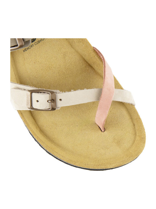 Bombay Leather Women's Flat Sandals Anatomic Tri Maquillaje/Hielo/Kaki