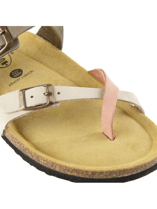 Bombay Leather Women's Flat Sandals Anatomic Tri Maquillaje/Hielo/Kaki