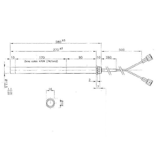 Element de Încălzire pentru Soba pe Peleți Lungime 280mm 470w Edilkamin