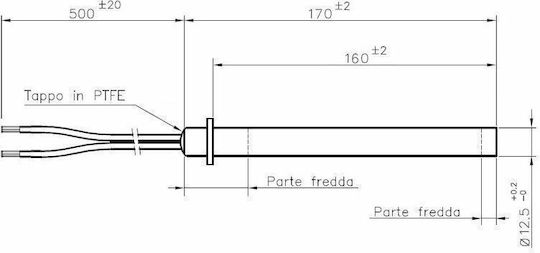 Heizelemente Zünder Ø12,5 × 160 mm 350 W HT62706 Flansch