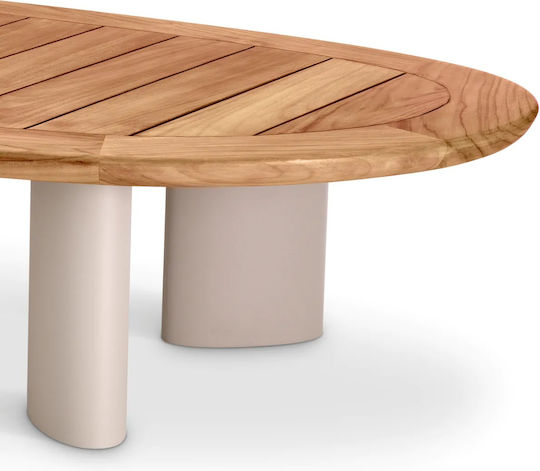 Free Form Table Wood Teak Aluminum Dimension 170x85x34cm Eichholtz