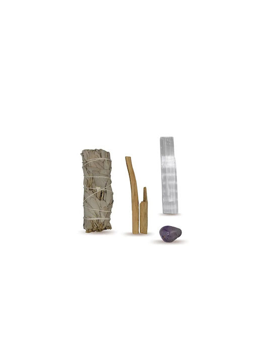 Energy Cleansing Smudge Kit Palo Santo Φασκόμηλο Αμέθυστο & Σεληνίτη