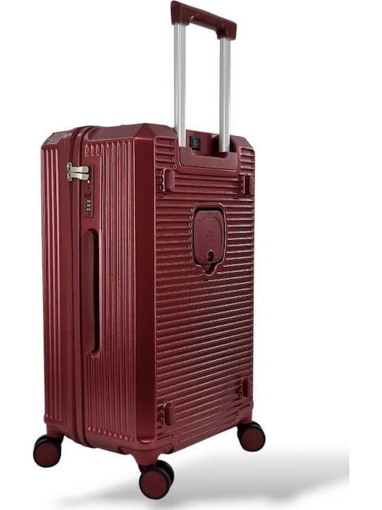 Modern Design – Medium Suitcase Forecast C879 Tsa Usb & 4 Wheels 65cm Burgundy