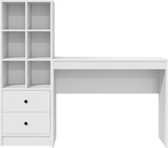 Kinderschreibtisch mit Bibliothek Weiß 100x40x76cm
