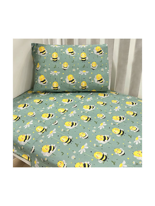Bunny Bebe Σετ με Λάστιχο Τιρκουάζ 70x140εκ.