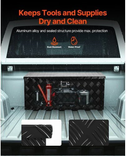 Vevor 35.4"x14.6"x14.6" Heavy Duty Aluminum Truck Bed Tool Box Pickup Black