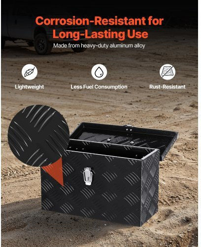 Vevor 16"x7.5"x10" Heavy Duty Aluminum Truck Bed Tool Box Pickup Rv Black