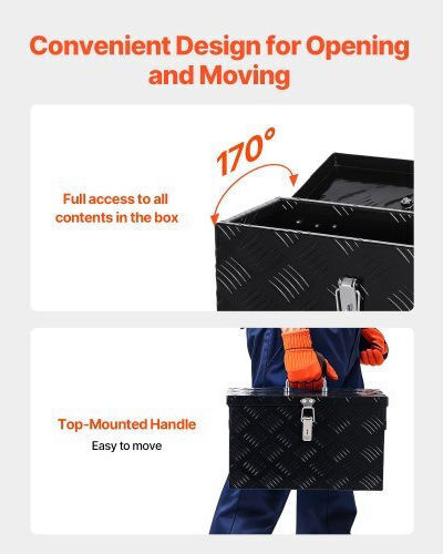 Vevor 16"x7.5"x10" Heavy Duty Aluminum Truck Bed Tool Box Pickup Rv Black