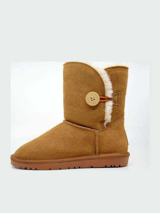 Wildleder Stiefeletten Damen mit Pelz Braun