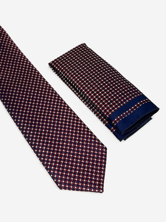Tresor Σετ Ανδρικής Γραβάτας με Σχέδια Dark Red Dots
