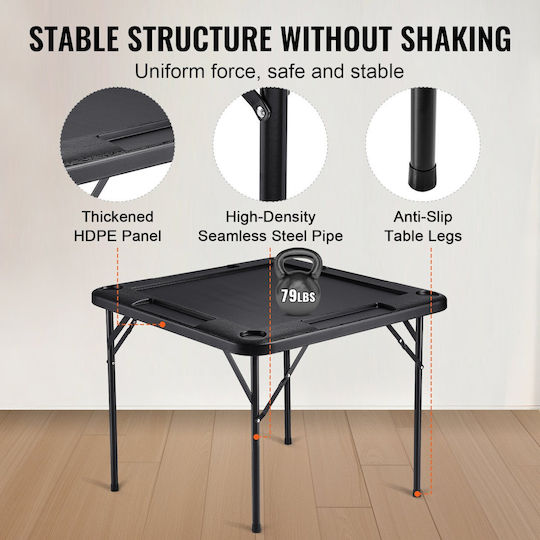 Vevor Table for Camping Foldable 35.4x35.4cm Black