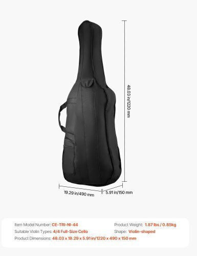 Vevor Waterproof Soft Case for String Instruments 4/4 Black
