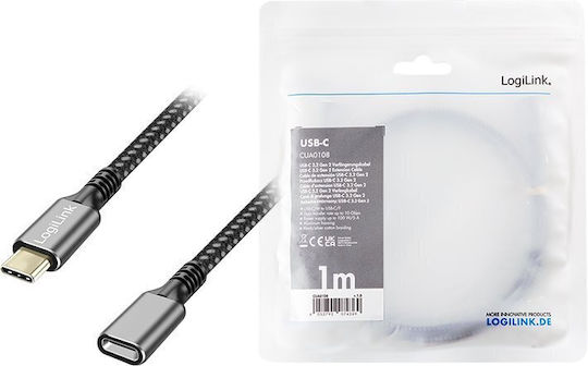 Logilink Cablu Date și Alimentare Smartphone Usb 3.2 Usb Gen Type-c F La Usb Type-c M 1m Pd 100w 2x Ecranat Aluminiu Negru & Gri "cua0108" Timbru Verde 0.08 Lei