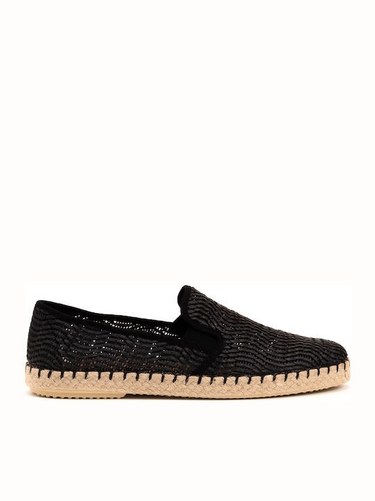 Din piele Espadrile pentru bărbați în culoarea Negru