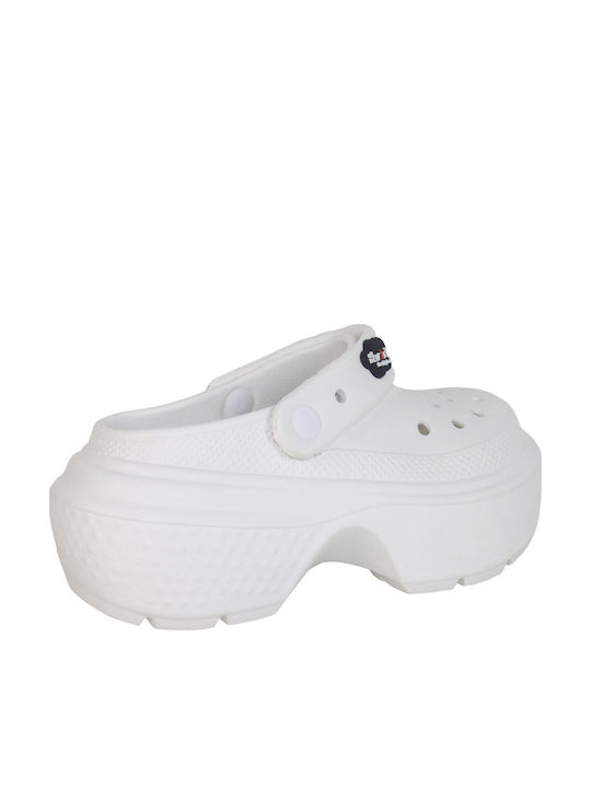 koniaris Women's Leather Anatomic Clogs White