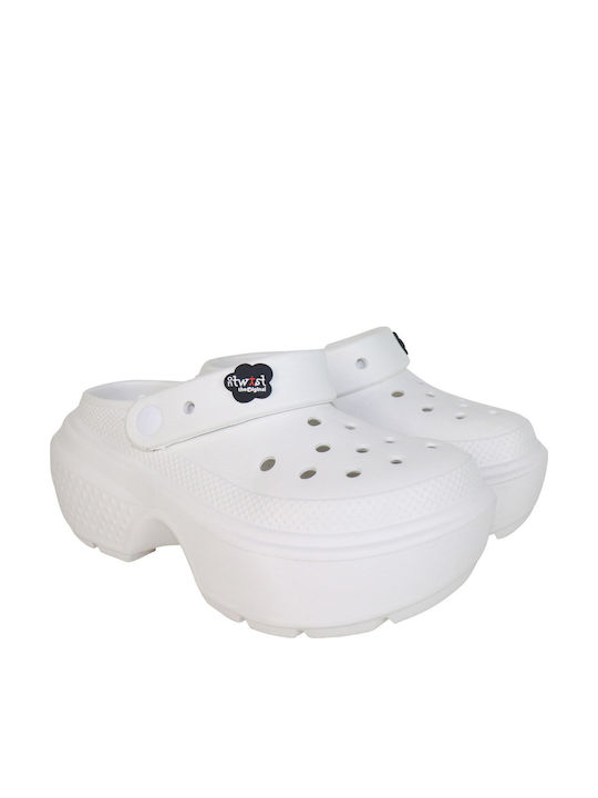 koniaris Women's Leather Anatomic Clogs White