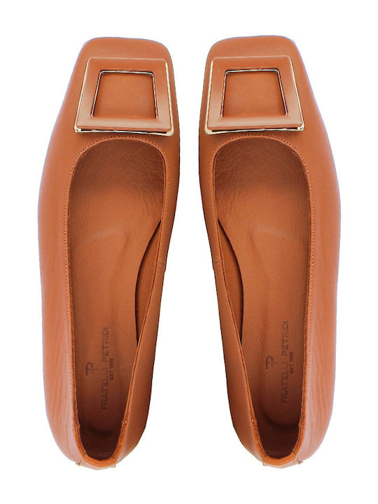 Leather Ballerinas Tabac Brown