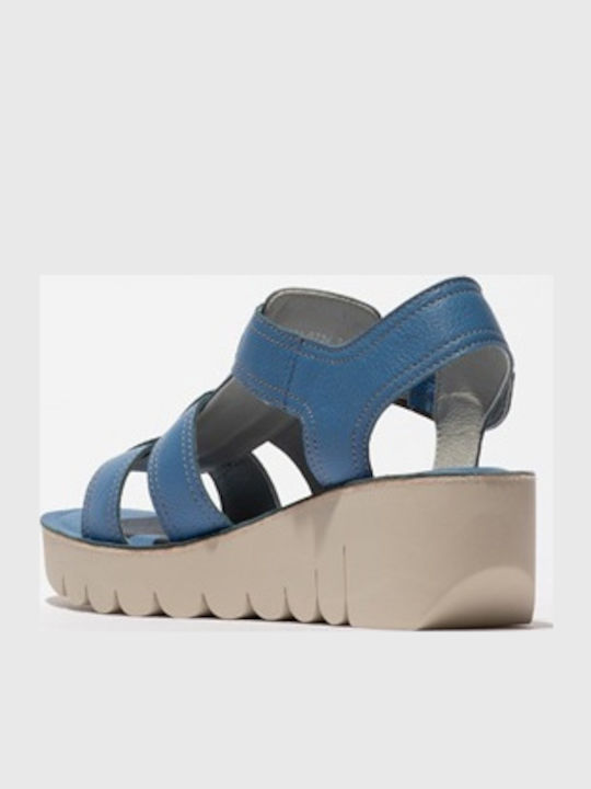 Anatomic Women's Leather Ankle Strap Platforms Blue