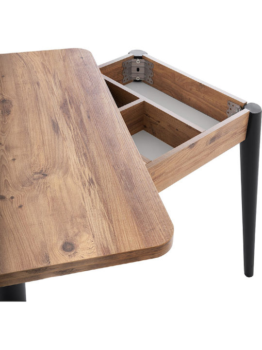 Dolunay Extendable Wooden Kitchen Table with Polypropylene Frame Atlantic Pine - Black 100(+20)x60x79.5cm
