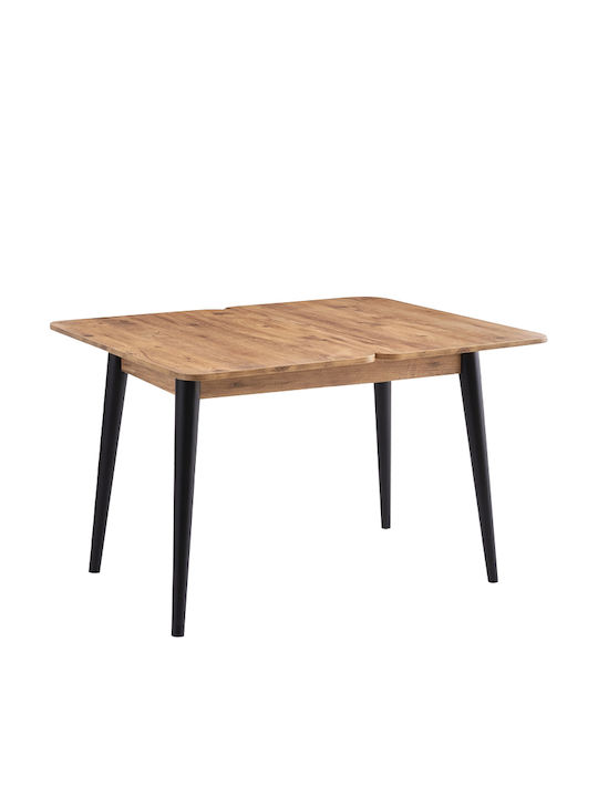 Dolunay Extendable Wooden Kitchen Table with Polypropylene Frame Atlantic Pine - Black 100(+20)x60x79.5cm
