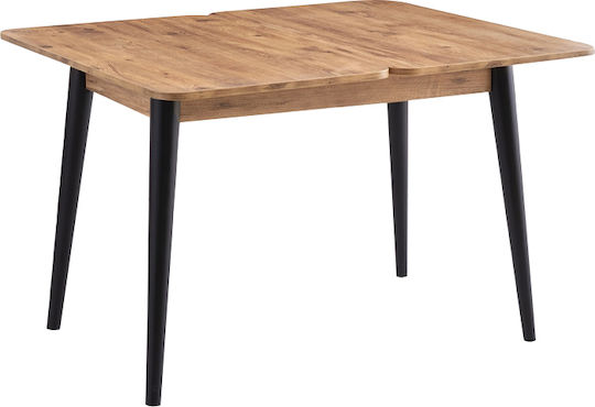 Dolunay Extendable Wooden Kitchen Table with Polypropylene Frame Atlantic Pine - Black 100(+20)x60x79.5cm