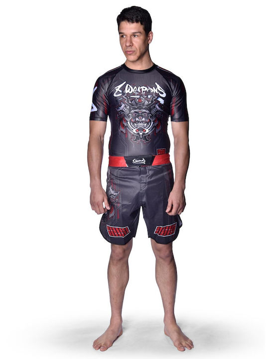 8 Weapons Herren Kurzärmlig T-Shirt 8300022-1-BKRE für Jiu-Jitsu Schwarz