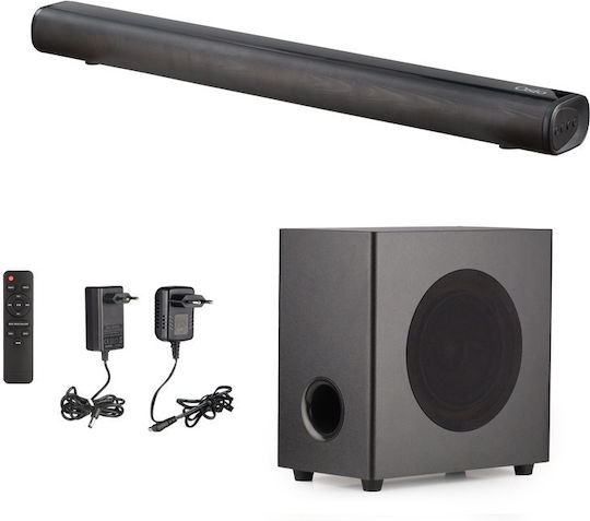 Osio OSBT-9060 Soundbar 2.0 Bluetooth και HDMI 15W με Ασύρματο Subwoofer και Τηλεχειριστήριο Μαύρο
