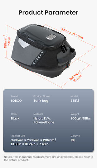 Loboo Motorcycle Tank Bag for Tank Cover