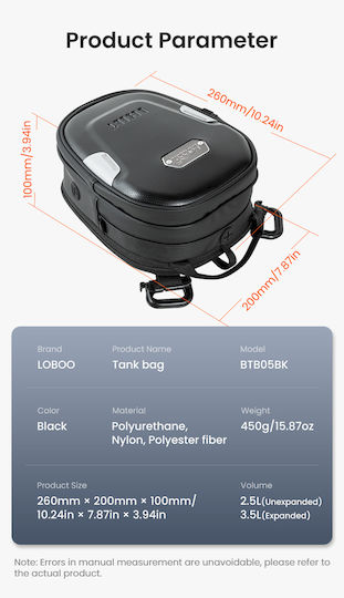 Loboo Motorcycle Tank Bag for Tank Cover