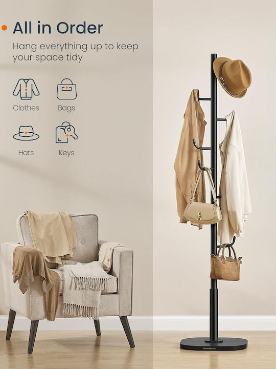 Songmics Καλόγερος Μεταλλικός Μαύρος 40x40x175.3cm