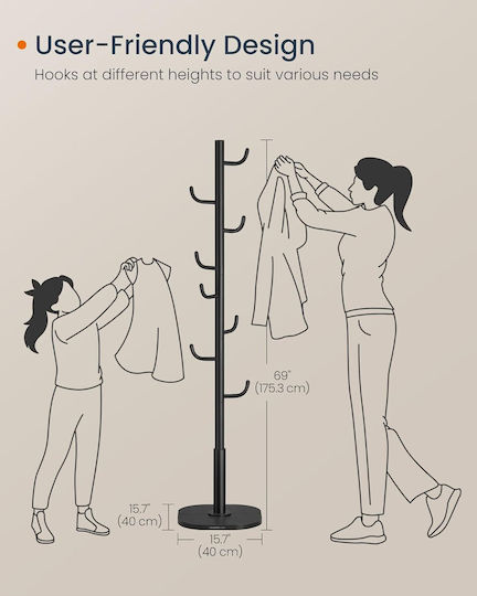 Songmics Metallic Coat Rack Black 40x40x175.3cm