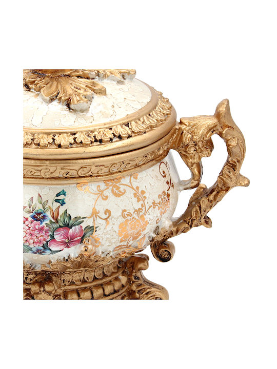 Keskor Φοντανιέρα Γυάλινη Floral με Καπάκι 23x15x18cm Μπεζ Keskor Φοντανιέρα Γυάλινη Floral με Καπάκι 23x15x18cm Μπεζ