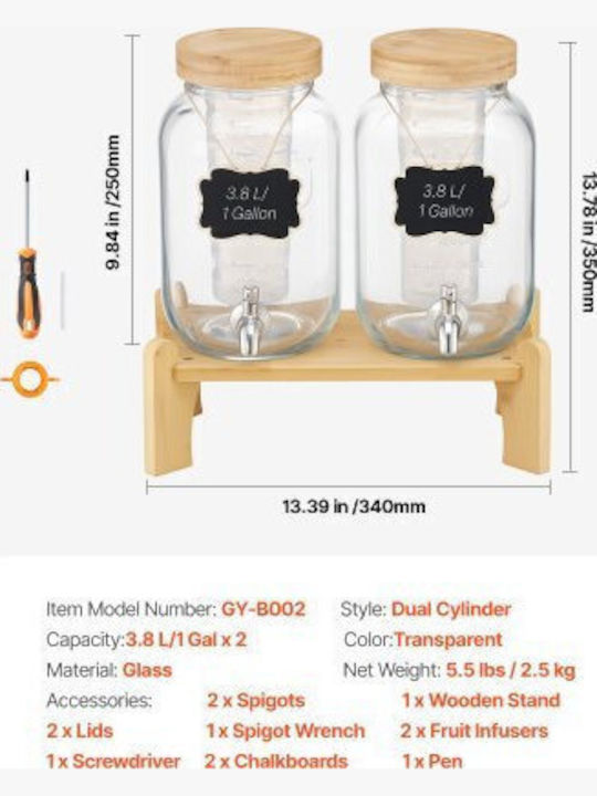 Vevor Double Cold Beverage Dispenser 2x3.8lt 2 Pieces