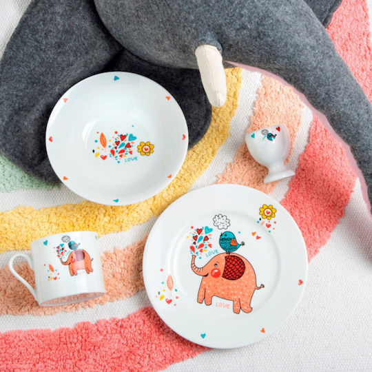 SP Tableware Σετ Φαγητού Elephant από Πορσελάνη Λευκό 4τμχ