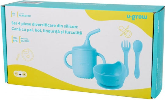 U-Grow Σετ Φαγητού από Σιλικόνη Μπλε 3τμχ