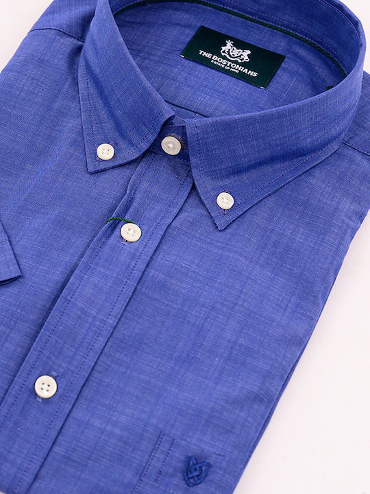 Short-sleeved Cotton Shirt Blue