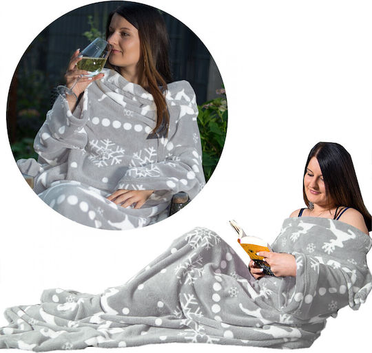 Homelevel Pătură Fleece Cu Mâneci 200x150cm Gri