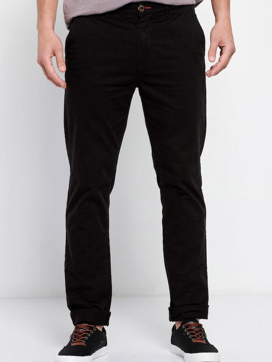 FBM007-00102 Trousers Chino Elastic in Straight Line Black