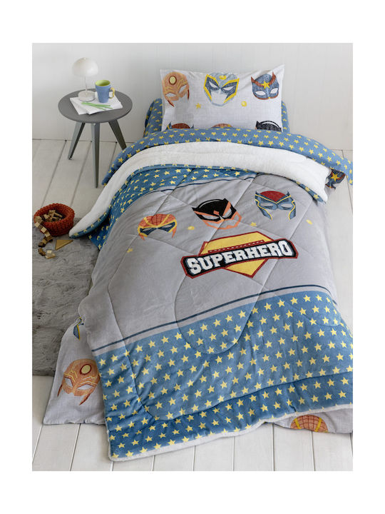 Nima Kids Duvet Cover Single Superheroes Gray 160x220cm