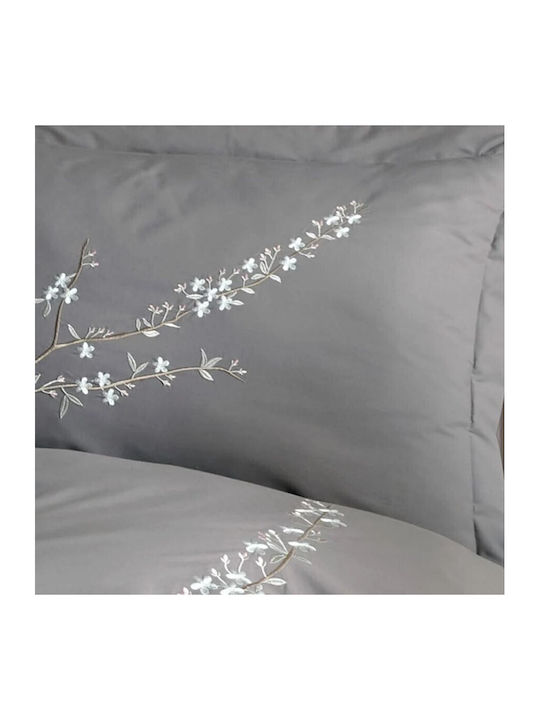 Hobby Home Set Husă de Pilotă Bumbac Dublă cu 4 Fețe de Pernă & 1 Cearsaf 200x220 Vera Grey