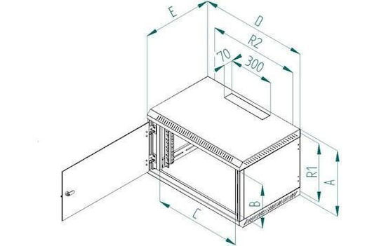 Triton Wandmontiert Rack-Schrank 6U Gray RBA-06-AS6-CAX-A6