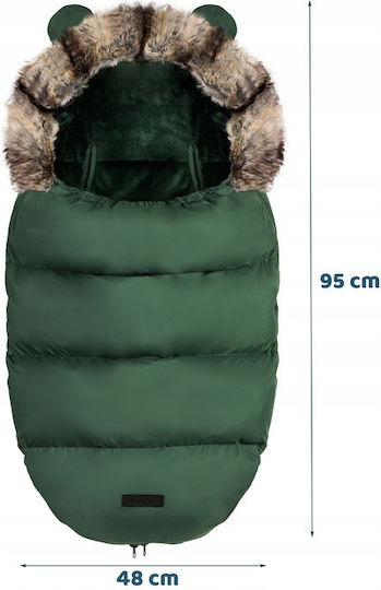 Ricokids Elmi Sac de picioare pentru cărucior Verde cu căptușeală de catifea 95x48εκ.