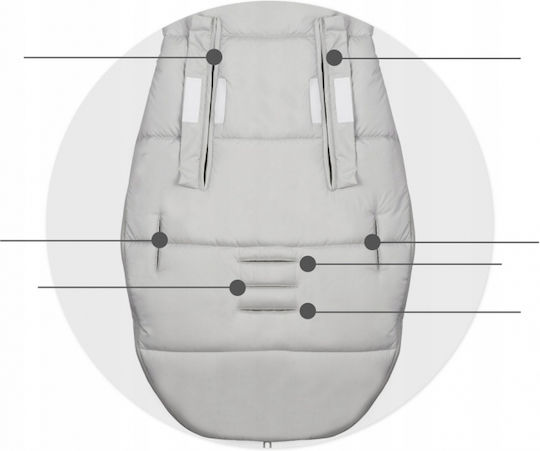 Ricokids Elmi Stroller Footmuff with Velvet Lining 95x48cm Gray