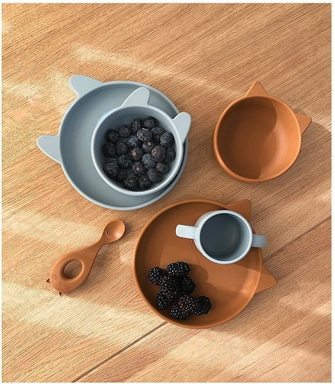 Liewood Liewood Cat Feeding Set Made of Silicone Orange 4 Pieces