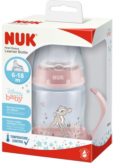 Nuk Classics First Choice Bambi Educational Sippy Cup Plastic with Handles Pink Pink Sitting Deer for 6m+m+ 150ml 10.743.313