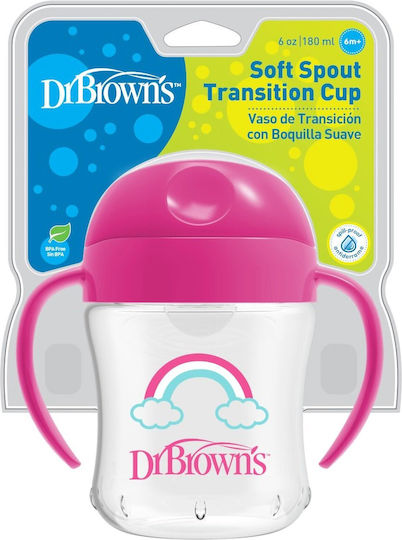 Dr. Brown's Educational Sippy Cup Plastic with Handles Pink for 6m+m+ 180ml