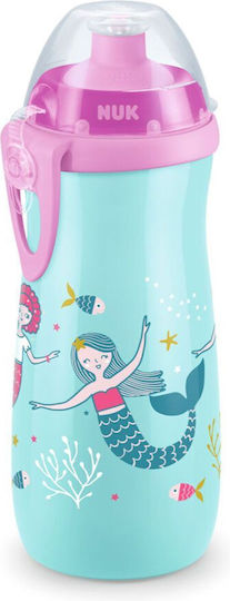 Nuk First Choice Sports Cup Educational Sippy Cup Plastic Light Blue Mermaids Pink- Light Blue for 24m+m+ 450ml