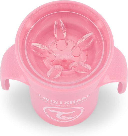 Twistshake Cup Educational Sippy Cup Plastic with Handles Pink for 6m+m+